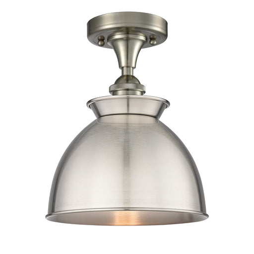 Innovations Adirondack 8in 1-Light Semi-Flush Mount | Industrial Brushed Satin Nickel Steel and Cast Brass Metal Shade | Entryway | Model 616-1F-SN-M14-SN