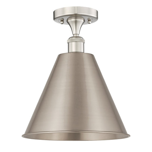 Innovations Edison Cone 1-Lt 12" Semi-Flush, Nickel- 616-1F-SN-MBC-12-SN