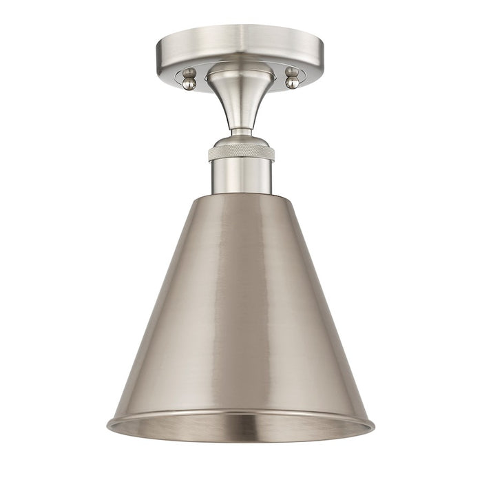 Innovations Edison Cone 1 Light 8" Semi-Flush Mount, Nickel- 616-1F-SN-MBC-8-SN