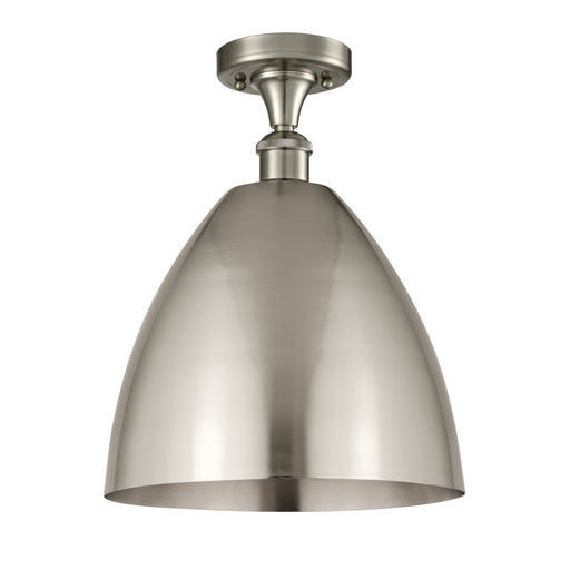 Innovations Bristol 12in 1-Light Semi-Flush Mount | Industrial Brushed Satin Nickel Steel and Cast Brass with Brushed Satin | Model 616-1F-SN-MBD-12-SN