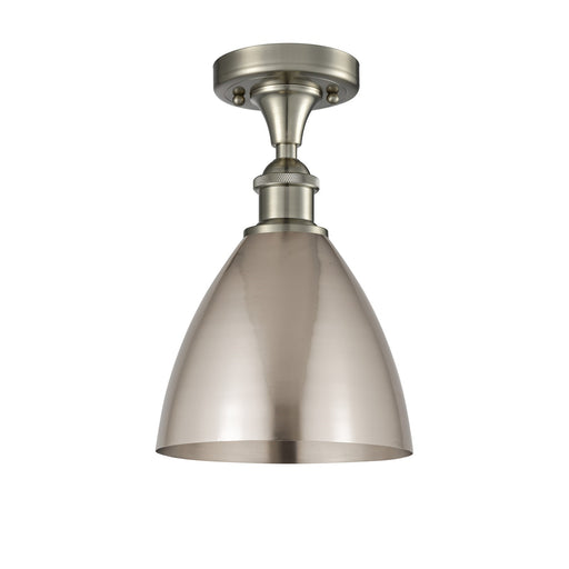 Innovations Bristol 8in 1-Light Semi-Flush Mount | Industrial Brushed Satin Nickel Metal | Entryway & Hallway | 7.5 x 11.5 in | Model 616-1F-SN-MBD-75-SN