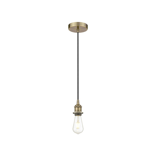 Innovations Lighting Edison 4.75in 1-Light Mini Pendant | Industrial Antique Brass Steel and Bare Bulb | Kitchen Island & Dining Room | Model 616-1P-AB
