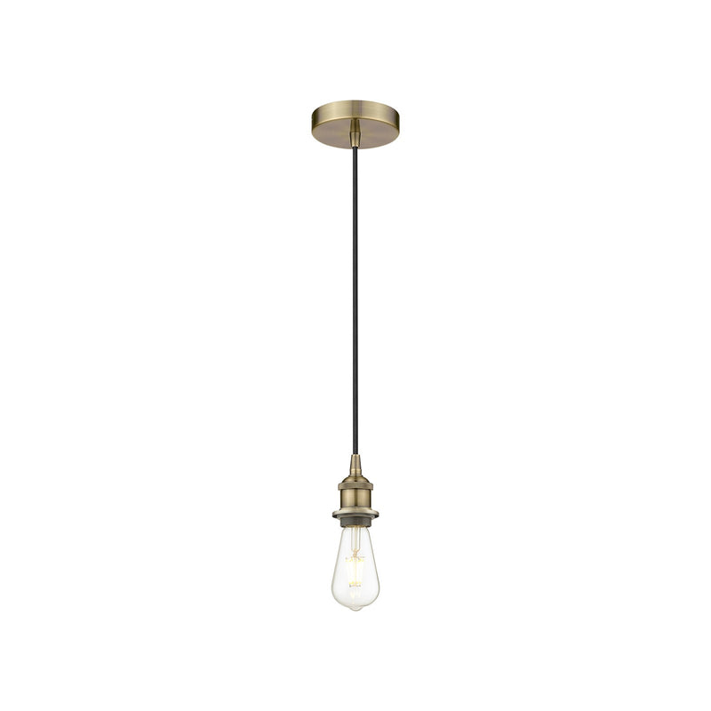 Innovations Lighting Edison 4.75in 1-Light Mini Pendant | Industrial Antique Brass Steel and Bare Bulb | Kitchen Island & Dining Room | Model 616-1P-AB