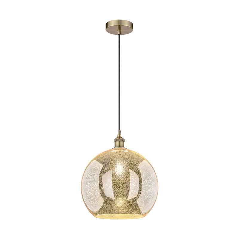 Innovations Athens 14in 1-Light Pendant | Industrial Antique Brass Steel and Mercury Glass | Kitchen Island & Dining Room | Model 616-1P-AB-G128-14