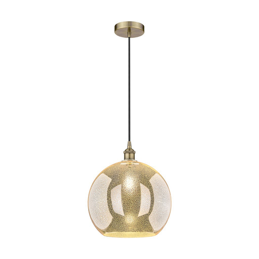 Innovations Athens 14in 1-Light Pendant | Industrial Antique Brass Steel and Mercury Glass | Kitchen Island & Dining Room | Model 616-1P-AB-G128-14