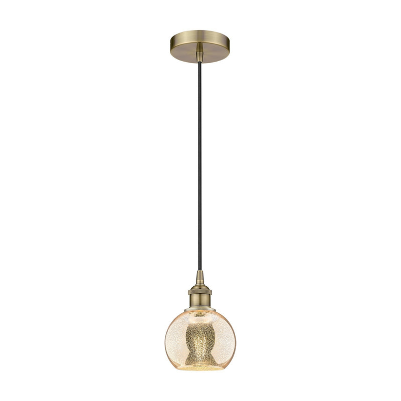 Innovations Athens 6in 1-Light Mini Pendant | Industrial Antique Brass and Mercury Glass | Kitchen Island & Dining Room | 5.88 x | Model 616-1P-AB-G128-6
