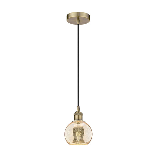 Innovations Athens 6in 1-Light Mini Pendant | Industrial Antique Brass and Mercury Glass | Kitchen Island & Dining Room | 5.88 x | Model 616-1P-AB-G128-6