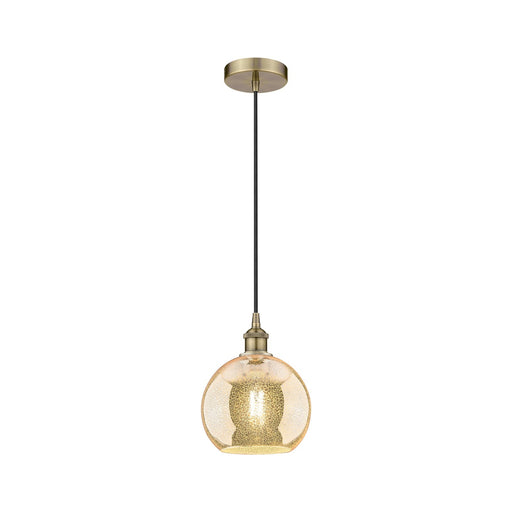 Innovations Athens 8in 1-Light Mini Pendant | Industrial Antique Brass and Mercury Glass | Kitchen Island & Dining Room | 8 x 8 x | Model 616-1P-AB-G128-8