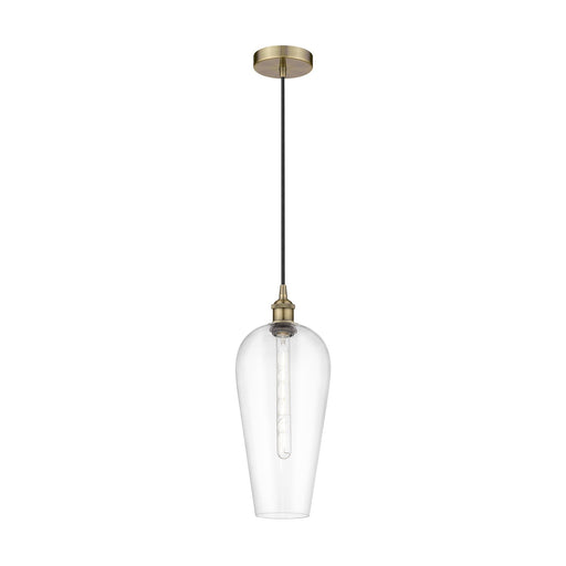 Innovations Chelsea 8in 1-Light Mini Pendant | Industrial Antique Brass and Clear Glass | Kitchen Island & Dining Room | 8 x 8 | Model 616-1P-AB-G456-8CL
