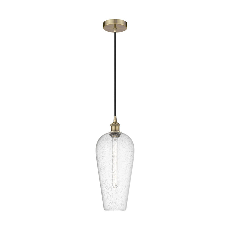 Innovations Chelsea 8in 1-Light Mini Pendant | Industrial Antique Brass Steel and Seedy Glass | Kitchen Island & Dining Room | Model 616-1P-AB-G456-8SDY