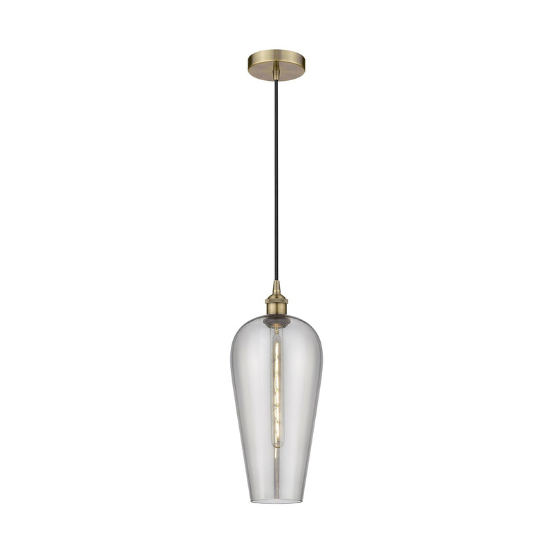 Innovations Chelsea 8in 1-Light Mini Pendant | Industrial Antique Brass and Light Smoke Glass | Kitchen Island & Dining Room | Model 616-1P-AB-G456-8SM