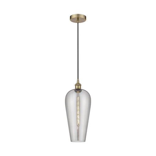 Innovations Chelsea 8in 1-Light Mini Pendant | Industrial Antique Brass and Light Smoke Glass | Kitchen Island & Dining Room | Model 616-1P-AB-G456-8SM