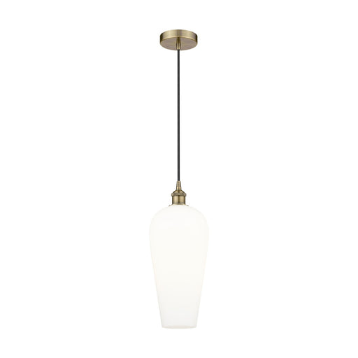 Innovations Chelsea 8in 1-Light Mini Pendant | Industrial Antique Brass Steel and White Glass | Kitchen Island & Dining Room | Model 616-1P-AB-G456-8WH