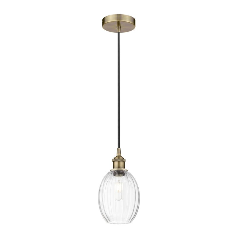 Innovations Preston Bulb 6.25in 1-Light Mini Pendant | Industrial Antique Brass Steel and Clear Glass | Kitchen Island & Dining | Model 616-1P-AB-G459-6CL