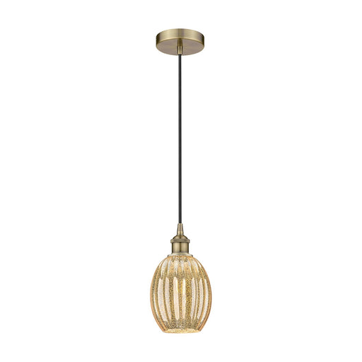 Innovations Preston Bulb 6.25in 1-Light Mini Pendant | Industrial Antique Brass Steel and Mercury Glass | Kitchen Island & | Model 616-1P-AB-G459-6ME