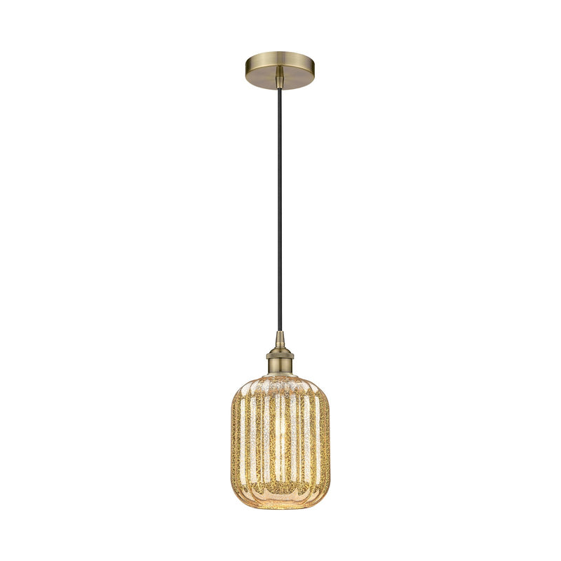 Innovations Preston Cylinder 7in 1-Light Mini Pendant | Industrial Antique Brass and Mercury Glass | Kitchen Island & Dining | Model 616-1P-AB-G460-7ME