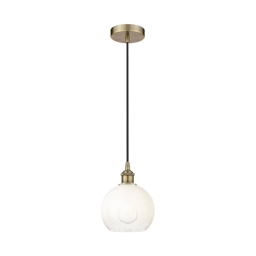 Innovations Brookhaven Globe 8in 1-Light Mini Pendant | Industrial Antique Brass Steel and Opal Glass | Kitchen Island & Dining | Model 616-1P-AB-G483-8OP