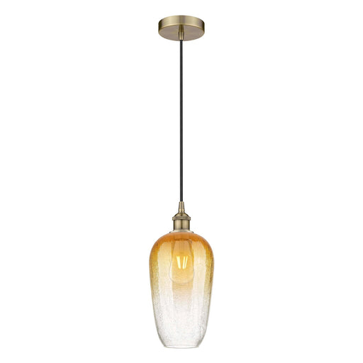 Innovations Brookhaven Flute 7in 1-Light Mini Pendant | Industrial Antique Brass Steel and Amber Glass | Kitchen Island & | Model 616-1P-AB-G484-7AM