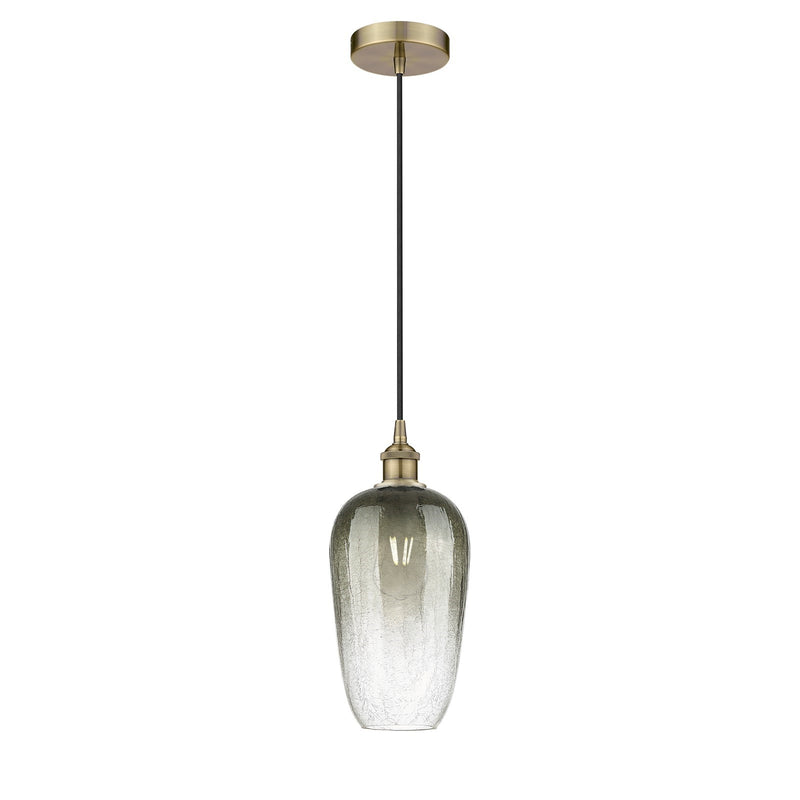 Innovations Brookhaven Flute 7in 1-Light Mini Pendant | Industrial Antique Brass Steel and Slate Glass | Kitchen Island & | Model 616-1P-AB-G484-7SL