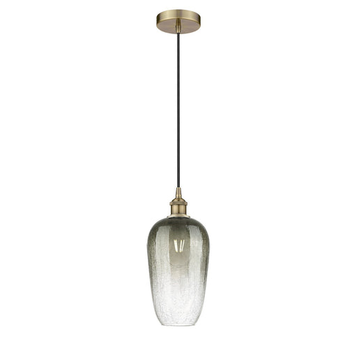 Innovations Brookhaven Flute 7in 1-Light Mini Pendant | Industrial Antique Brass Steel and Slate Glass | Kitchen Island & | Model 616-1P-AB-G484-7SL