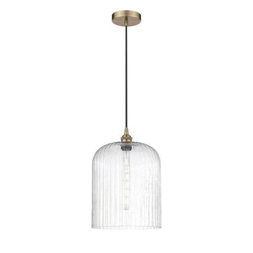 Innovations Bridal Veil 5in 1-Light Mini Pendant | Art Nouveau Industrial Antique Brass Steel and Seedy Ribbed Glass | Model 616-1P-AB-G559-12SDY