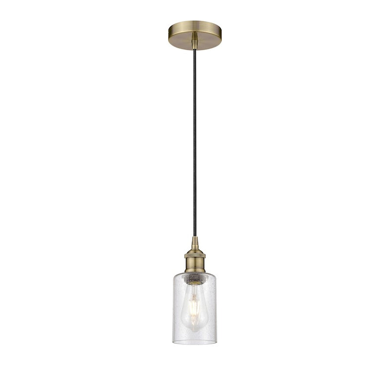 Innovations Clymer 1Lt 4" Cord Hung Mini Pendant, Brass/Seedy