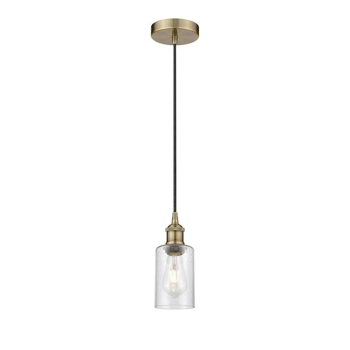 Innovations Clymer 1Lt 4" Cord Hung Mini Pendant, Brass/Seedy