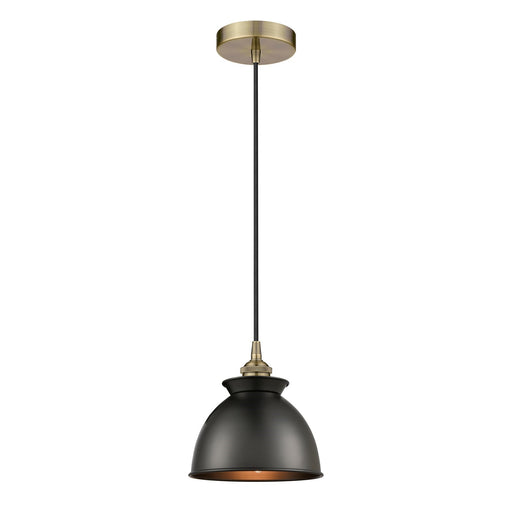 Innovations Adirondack 8.25in 1-Light Mini Pendant | Industrial Antique Brass and Matte Black Metal | Kitchen Island | 8.25 x | Model 616-1P-AB-M14-BK