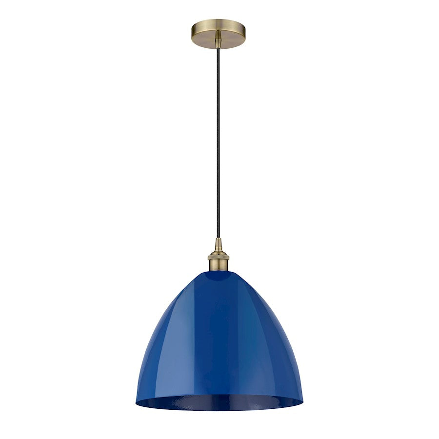 Innovations Plymouth Dome 16" Cord Mini Pendant, BR/BL - 616-1P-AB-MBD-16-BL