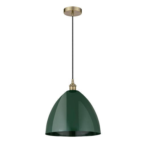 Innovations Plymouth 16in 1-Light Mini Pendant | Industrial Antique Brass and Matte Green Metal | Kitchen Island & Dining | Model 616-1P-AB-MBD-16-GR-LED