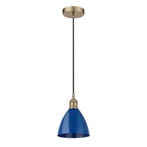 Innovations Plymouth Dome 7.5" Cord Mini Pendant, BR/BL - 616-1P-AB-MBD-75-BL