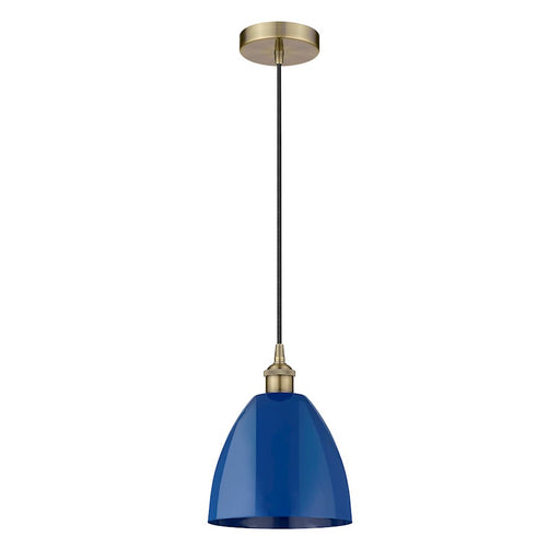 Innovations Plymouth Dome 1-Lt 9" Cord Mini Pendant, BR/BL - 616-1P-AB-MBD-9-BL