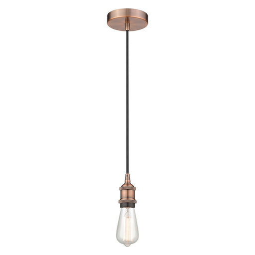 Innovations Lighting Edison 1-Light Mini Pendant | Industrial Antique Copper Steel and Bare Bulb | Kitchen Island & Dining Room | 4.75 x | Model 616-1P-AC