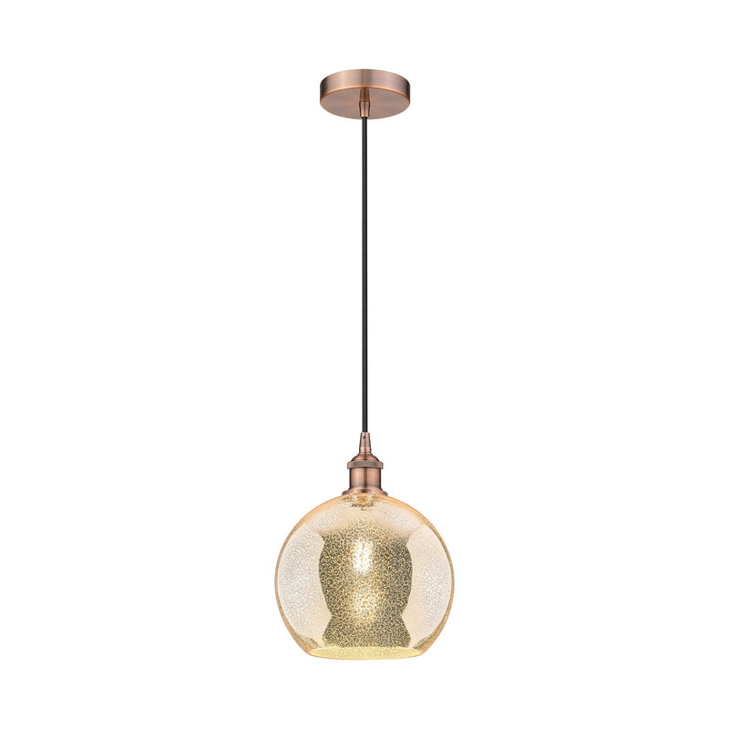 Innovations Athens 10in 1-Light Mini Pendant | Industrial Antique Copper Steel and Mercury Glass | Kitchen Island & Dining Room | Model 616-1P-AC-G128-10