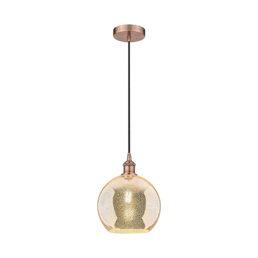 Innovations Athens 10in 1-Light Mini Pendant | Industrial Antique Copper Steel and Mercury Glass | Kitchen Island & Dining Room | Model 616-1P-AC-G128-10