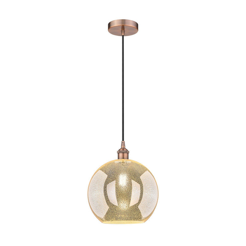 Innovations Athens 12in 1-Light Mini Pendant | Industrial Antique Copper Steel and Mercury Glass | Kitchen Island & Dining Room | Model 616-1P-AC-G128-12