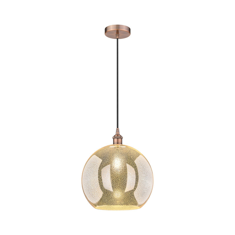 Innovations Athens 14in 1-Light Pendant | Industrial Antique Copper Steel and Mercury Glass | Kitchen Island & Dining Room | Model 616-1P-AC-G128-14