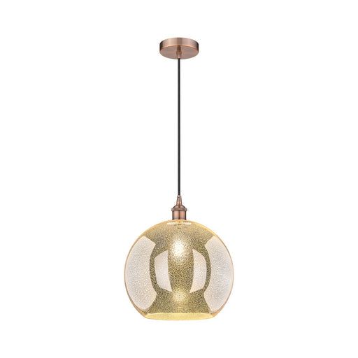 Innovations Athens 14in 1-Light Pendant | Industrial Antique Copper Steel and Mercury Glass | Kitchen Island & Dining Room | Model 616-1P-AC-G128-14