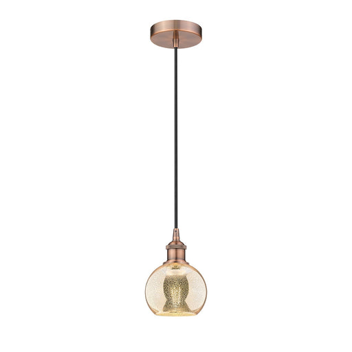 Innovations Athens 6in 1-Light Mini Pendant | Industrial Antique Copper and Mercury Glass | Kitchen Island & Dining Room | 5.88 x | Model 616-1P-AC-G128-6