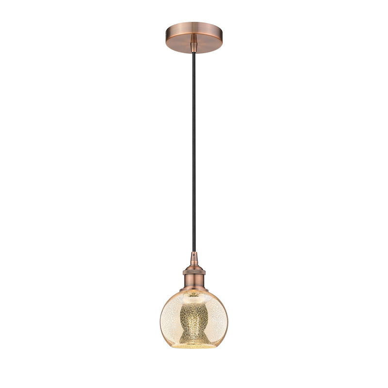Innovations Athens 6in 1-Light Mini Pendant | Industrial Antique Copper and Mercury Glass | Kitchen Island & Dining Room | 5.88 x | Model 616-1P-AC-G128-6