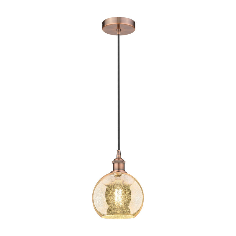 Innovations Athens 8in 1-Light Mini Pendant | Industrial Antique Copper Steel and Mercury Glass | Kitchen Island & Dining Room | Model 616-1P-AC-G128-8