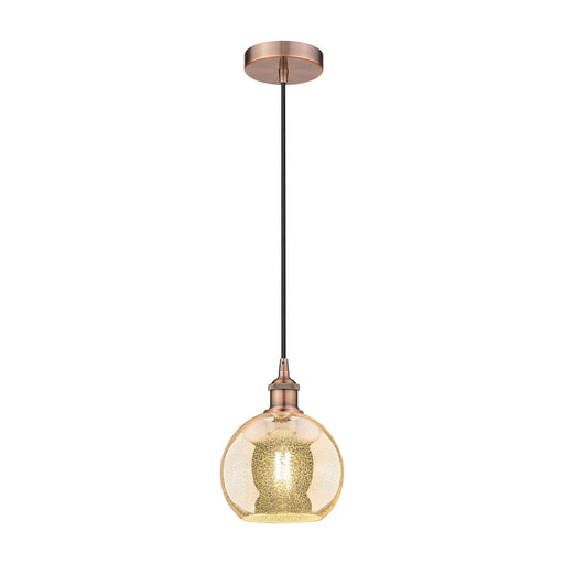 Innovations Athens 8in 1-Light Mini Pendant | Industrial Antique Copper Steel and Mercury Glass | Kitchen Island & Dining Room | Model 616-1P-AC-G128-8
