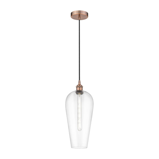 Innovations Chelsea 8in 1-Light Mini Pendant | Industrial Antique Copper Steel and Clear Glass | Kitchen Island & Dining Room | Model 616-1P-AC-G456-8CL