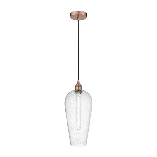 Innovations Chelsea 8in 1-Light Mini Pendant | Industrial Antique Copper Steel and Seedy Glass | Kitchen Island & Dining Room | Model 616-1P-AC-G456-8SDY