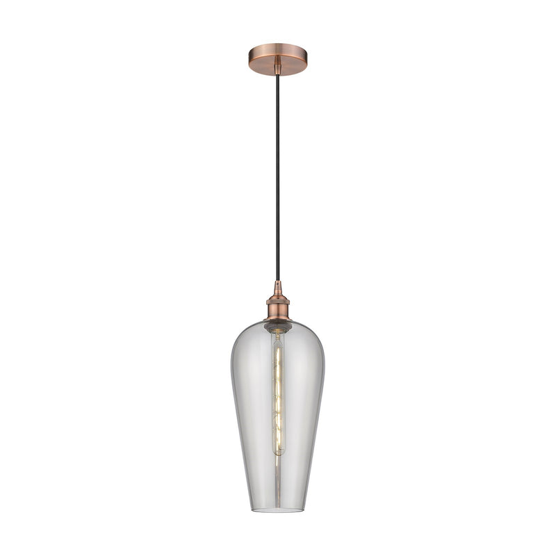 Innovations Chelsea 8in 1-Light Mini Pendant | Industrial Antique Copper Steel and Light Smoke Glass | Kitchen Island & Dining | Model 616-1P-AC-G456-8SM