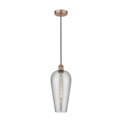 Innovations Chelsea 8in 1-Light Mini Pendant | Industrial Antique Copper Steel and Light Smoke Glass | Kitchen Island & Dining | Model 616-1P-AC-G456-8SM