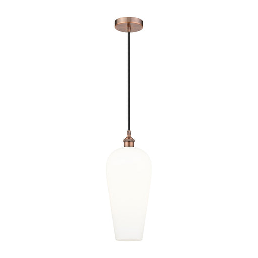 Innovations Chelsea 8in 1-Light Mini Pendant | Industrial Antique Copper and White Glass | Kitchen Island & Dining Room | 8 x 8 | Model 616-1P-AC-G456-8WH