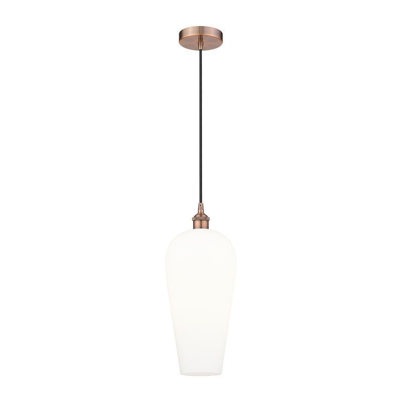 Innovations Chelsea 8in 1-Light Mini Pendant | Industrial Antique Copper and White Glass | Kitchen Island & Dining Room | 8 x 8 | Model 616-1P-AC-G456-8WH