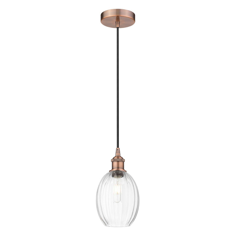 Innovations Preston Bulb 6.25in 1-Light Mini Pendant | Industrial Antique Copper Steel and Clear Glass | Kitchen Island | 6.25 | Model 616-1P-AC-G459-6CL