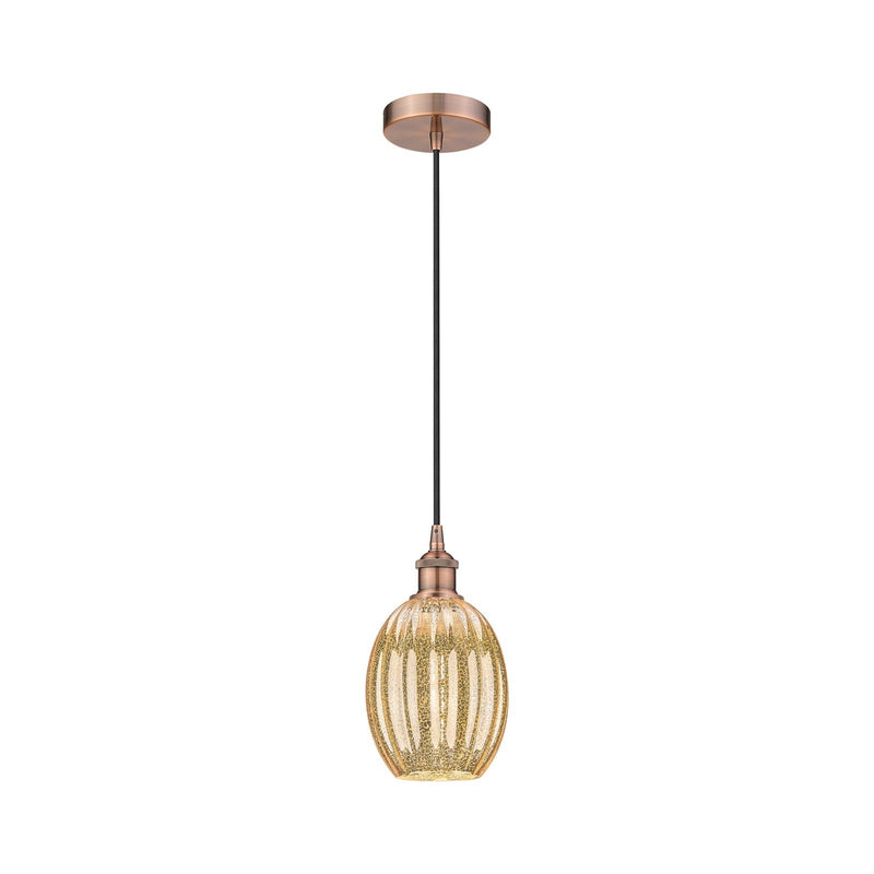 Innovations Preston Bulb 6.25in 1-Light Mini Pendant | Industrial Antique Copper Steel and Mercury Glass | Kitchen Island & | Model 616-1P-AC-G459-6ME